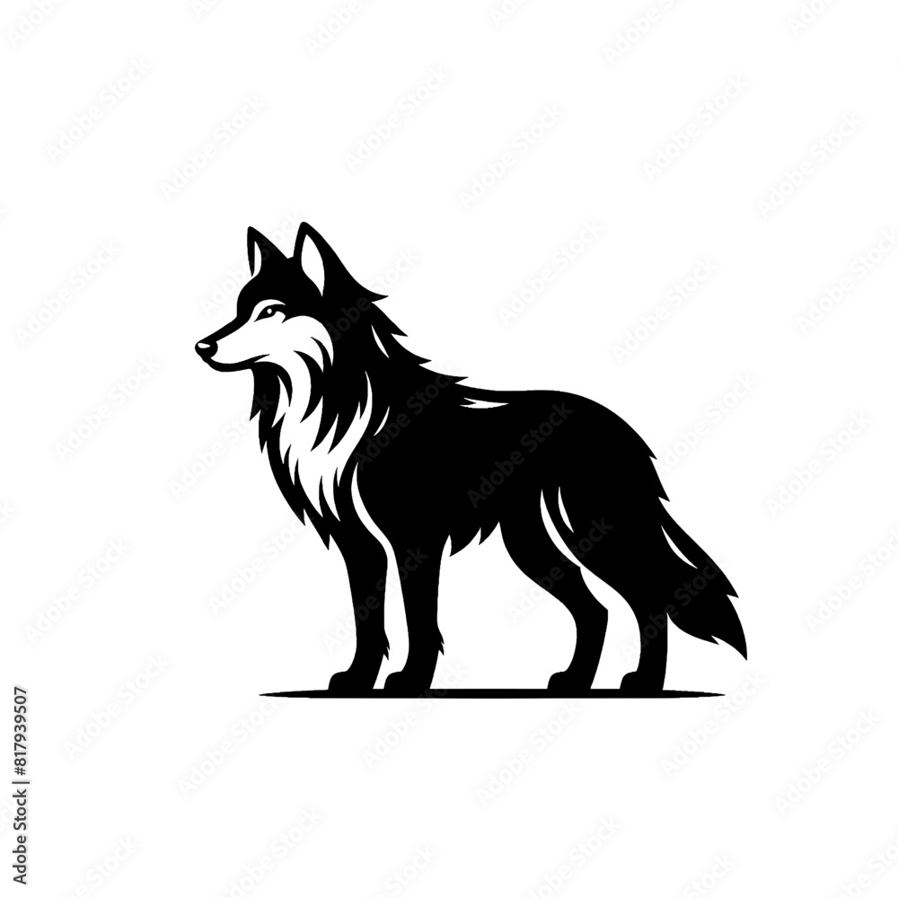 Wolf vector illustration. Hand drawn line style wolf design Wolf vector illustration. Hand drawn line style wolf design