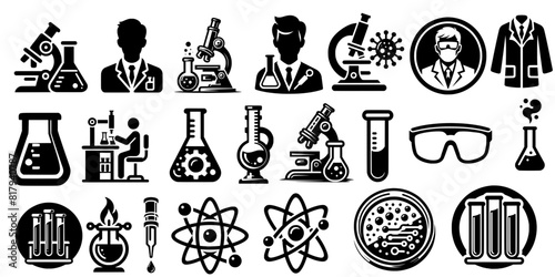 Laboratory icon SVG, Laboratory Technician SVG, Laboratory Equipment SVG, Test Tube SVG, Chemical SVG, Biology SVG, Physics SVG, Lab Coat, Lab Silhouette, Laboratory Clipart, Laboratory icon set