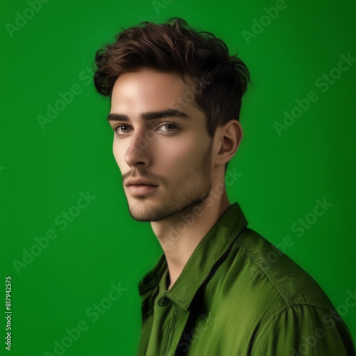 A young male model against green screen - photoshoot 