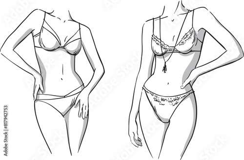 Elegant Lingerie Fashion Sketch vector illustration