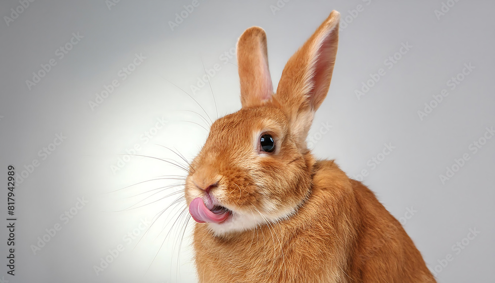 Fototapeta premium Adorable Bunny Sticking Out Its Tongue