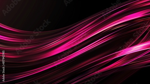 Abstract background with contrast in the vibrant hot pink lines against the deep black background
