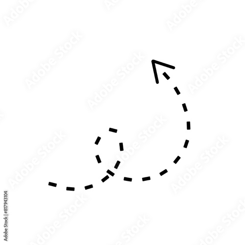 arrow with dashed line isolated on white and transparent background. black arrow icon flat style vector illustration. simple arrow