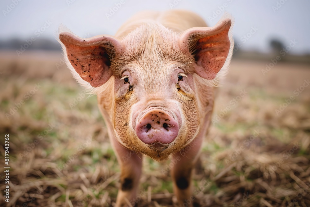 Portrait of a cute pig on a farm in the countryside. Portrait of a cute pig on a farm in the countryside.