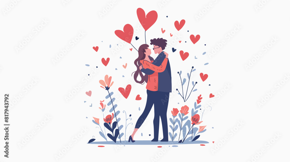 Romantic man and woman hugging. Happy young couple 
