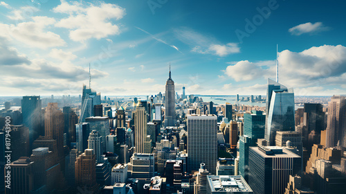Beautiful view of the empire states and skyscrapers