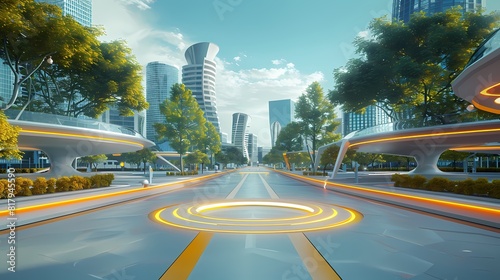 Digital technology yellow blue futuristic modern urban poster background