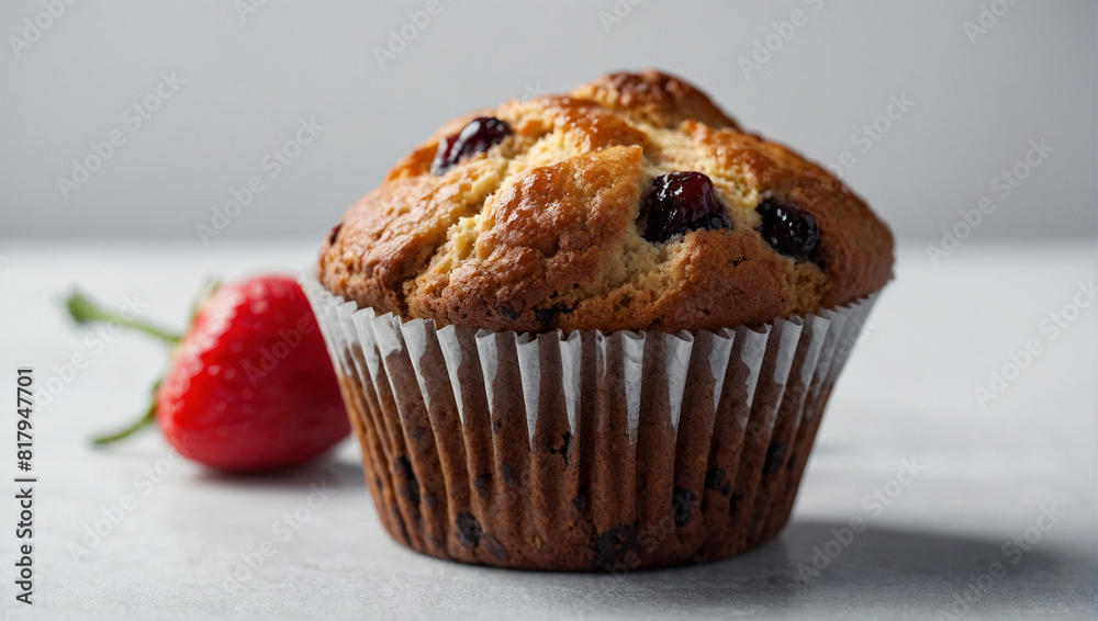 Close-up delicious muffin on white background Close-up delicious muffin on white background
