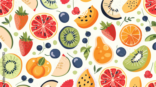 Seamless fruity pattern. Tropical background with sum photo