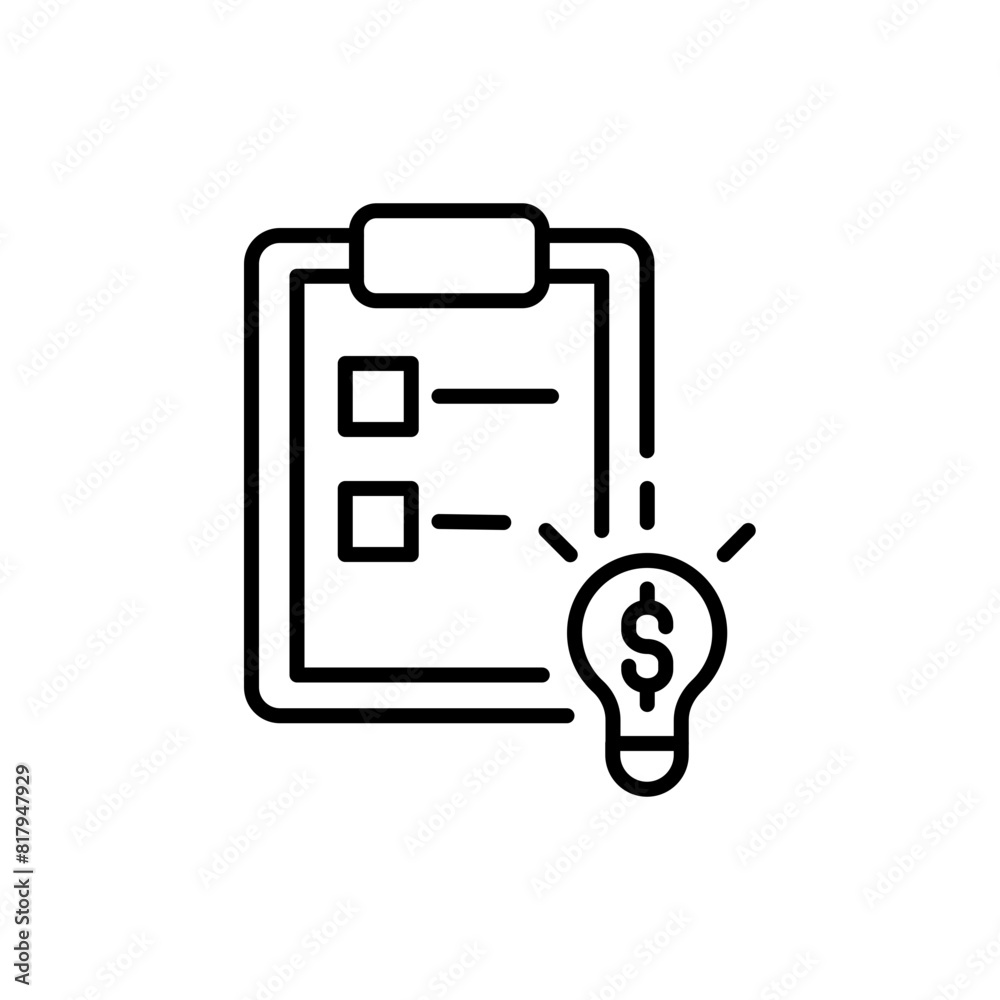 Funding idea outline icons, minimalist vector illustration ,simple transparent graphic element .Isolated on white background