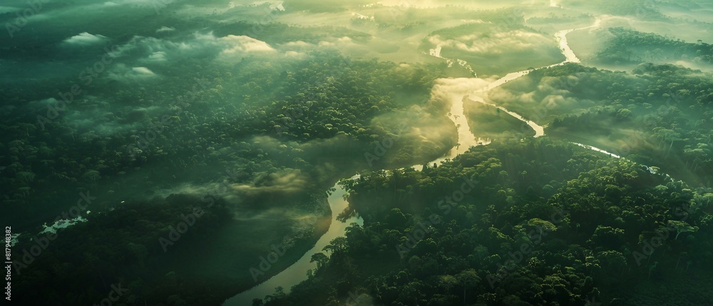 An aerial view of the expansive Brazilian jungle