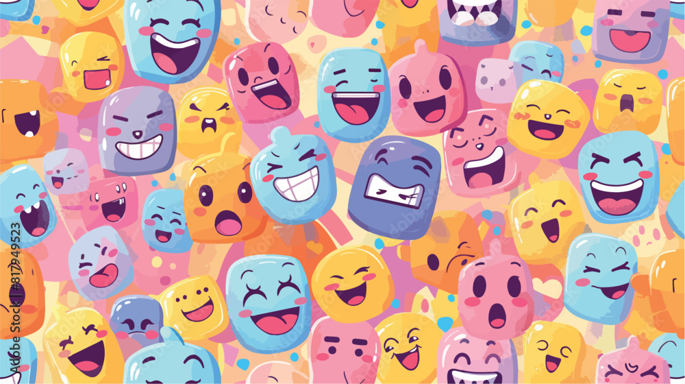 Seamless pattern with fun face avatars. Background 