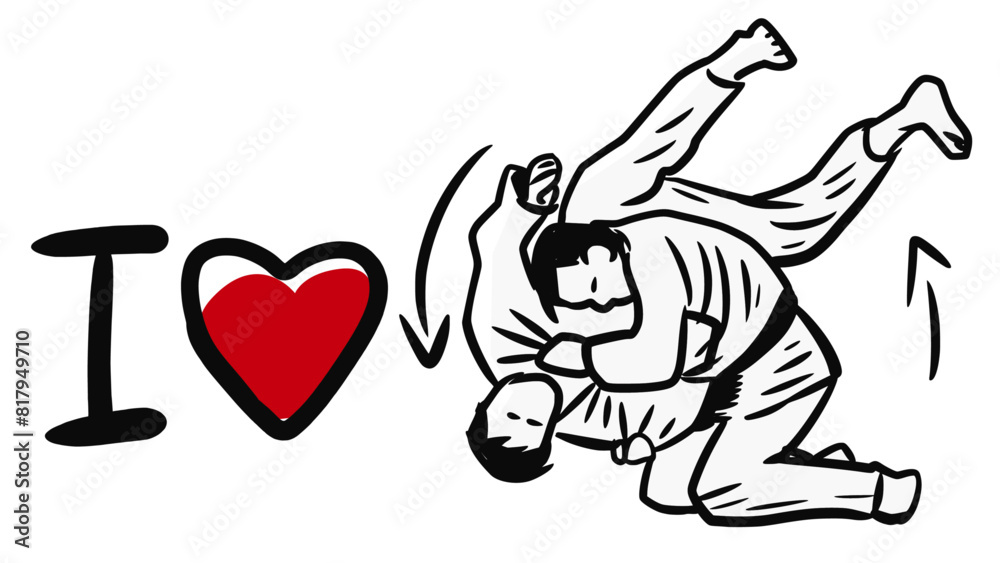 Fototapeta premium I love judo. Separated vector art