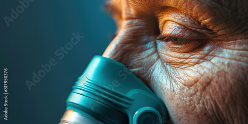 A slippery slope: A well-worn inhaler rests against pale, trembling skin, its user's face a mask of resignation and defeat.  photo