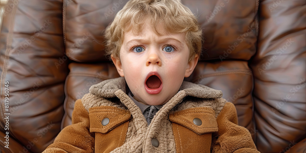 A young boy is sitting in a chair with his mouth wide open A young boy is sitting in a chair with his mouth wide open