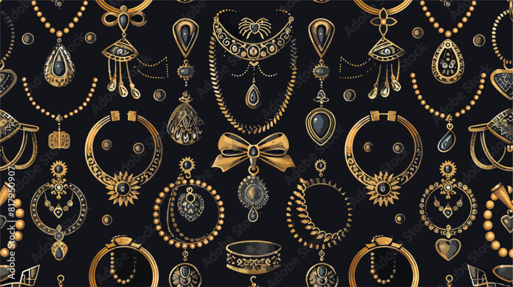 Seamless pattern with stylish expensive jewelry and a