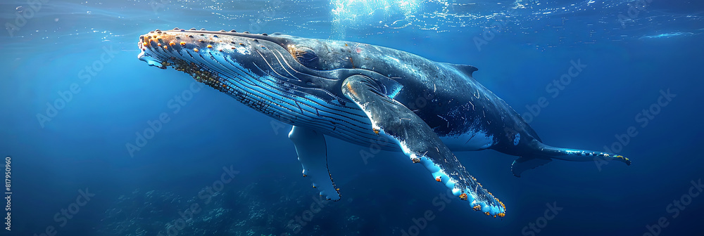 Fototapeta premium A whale is swimming in the ocean
