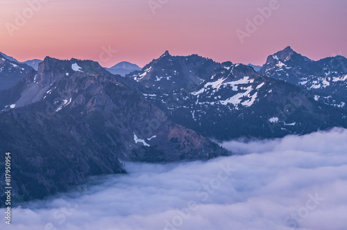 Mountain landscape at dawn, Cascade Range, Mt. Ranier National Park, Washington, USA