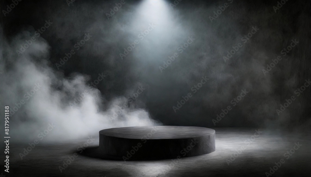 podium on dark smoke background, symbolizing success and achievement