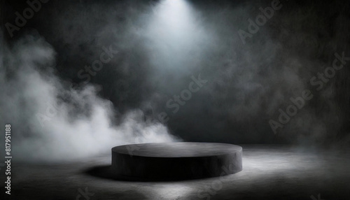 podium on dark smoke background, symbolizing success and achievement