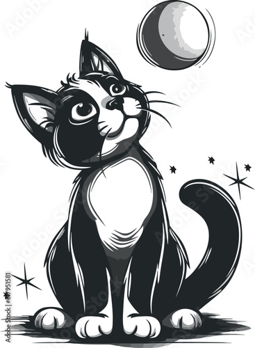 gatto che guarda la luna 02