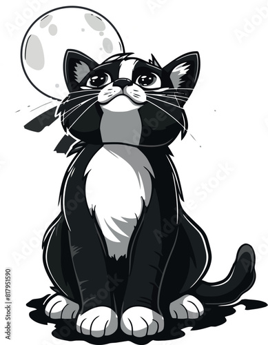 gatto che guarda la luna 01