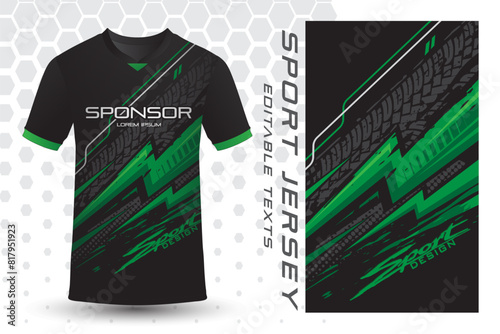 Sports jersey design sublimation green gray color abstract lightning thunder background pattern sporty football tennis soccer basketball gamer