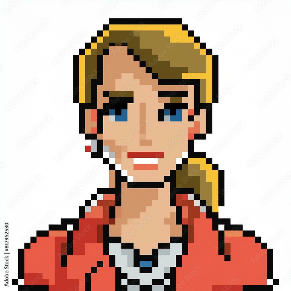 Pixel graphic of a woman portrait white background Pixel graphic of a woman portrait white background