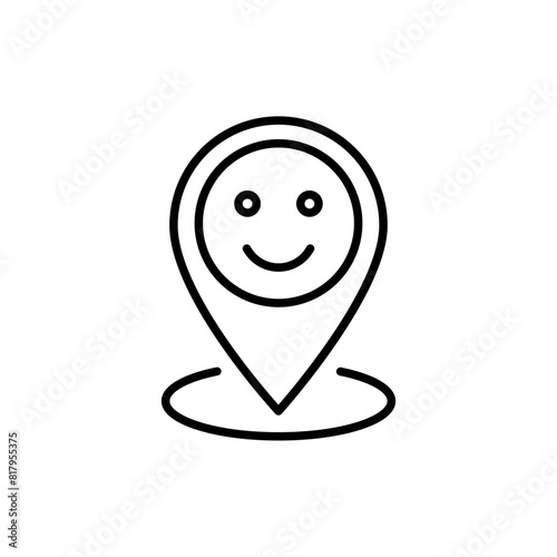 Happy location outline icons, minimalist vector illustration ,simple transparent graphic element .Isolated on white background