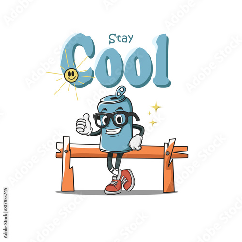 Vector illustration of retro cartoon soda bottle mascot character with funny face, suitable for t-shirts, stickers, posters, etc