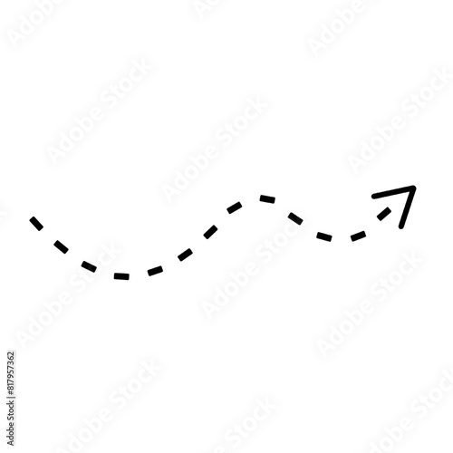 arrow with dashed line isolated on white and transparent background. black wavy arrow icon flat style vector illustration. simple dash arrow photo