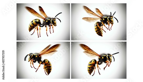 set of insects  wasp isolated on white  wasp on white background  wasp isolated background  wasp  closeup  insect 