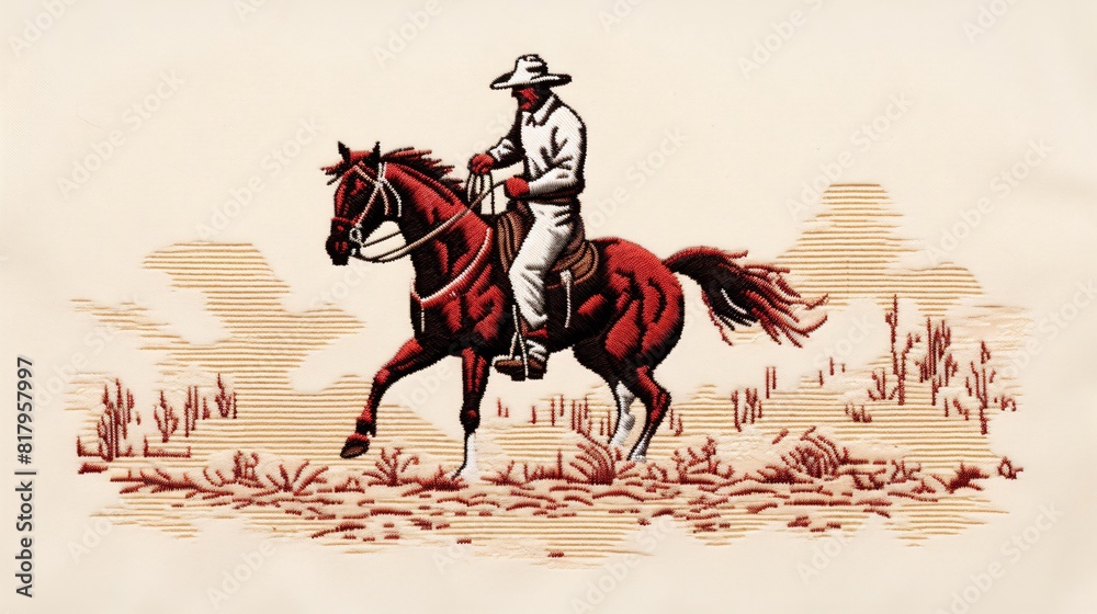 Fototapeta premium portrait of cowboy with hat horse riding