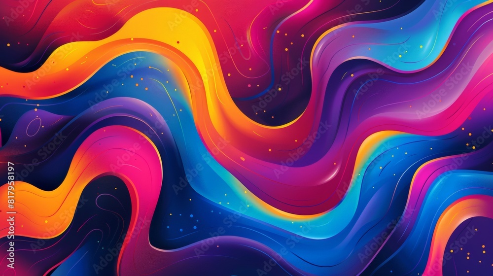 2D graphic colorful gradient background with liquid waves