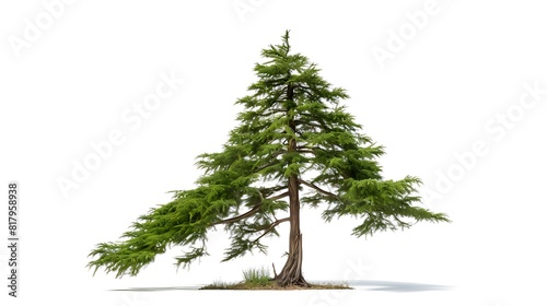 A slender cypress tree standing gracefully on a clean white background