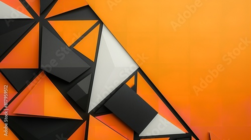 An illustration of polygonal triangle pattern background against a clean peach backdrop with a big space for text or technological product advertisement, Generative AI. photo