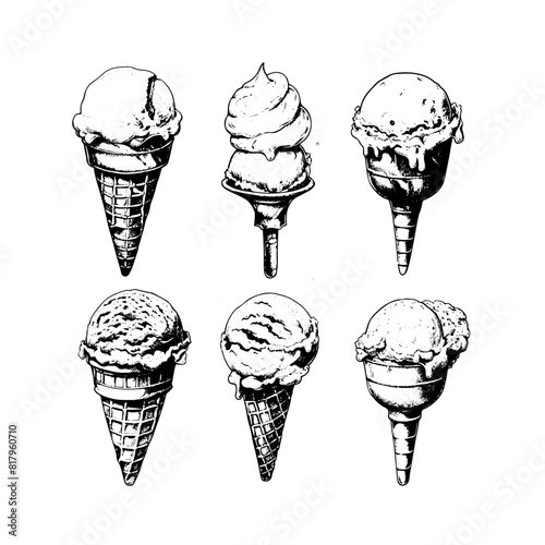 Ice cream set. Pen sketch converted to vectors.