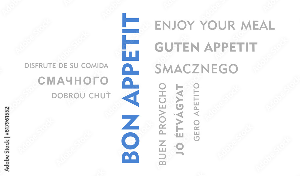 Enjoy your meal kinetic text abstract concept illustration