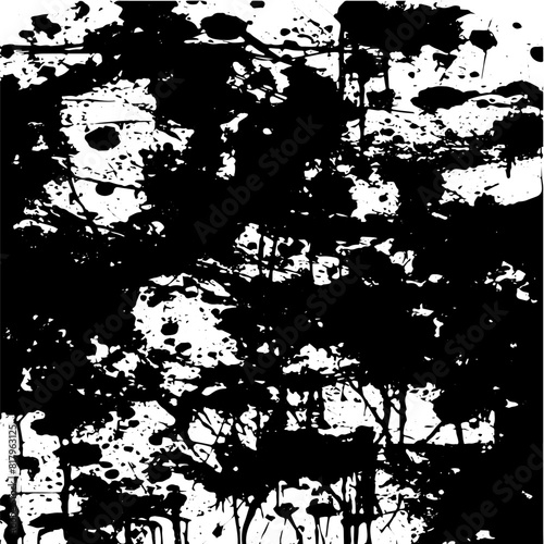 Grunge background of black and white. Abstract illustration texture of cracks, chips, dot. Dirty monochrome pattern of the old worn surface
