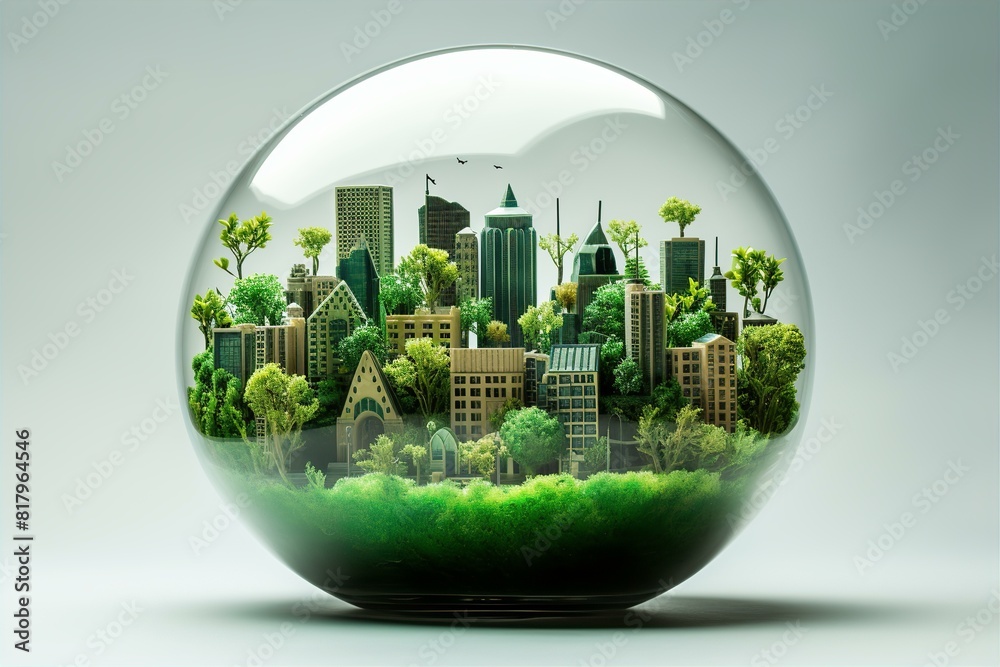 A miniature Earth globe with continents and oceans sits in a glass vase, evoking a world within a world A miniature Earth globe with continents and oceans sits in a glass vase, evoking a world within a world