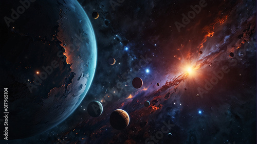 Fototapeta Naklejka Na Ścianę i Meble -  space nebula galaxy planet and star