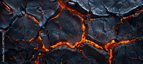 Charred Wood and Glowing Lava Abstract Background