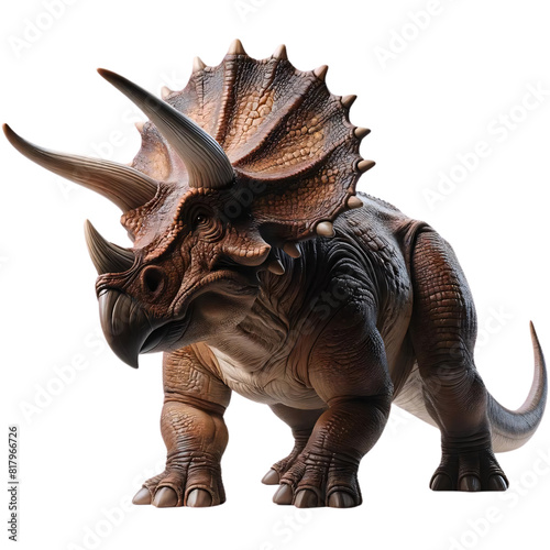 A Triceratops dinosaur on a transparent background