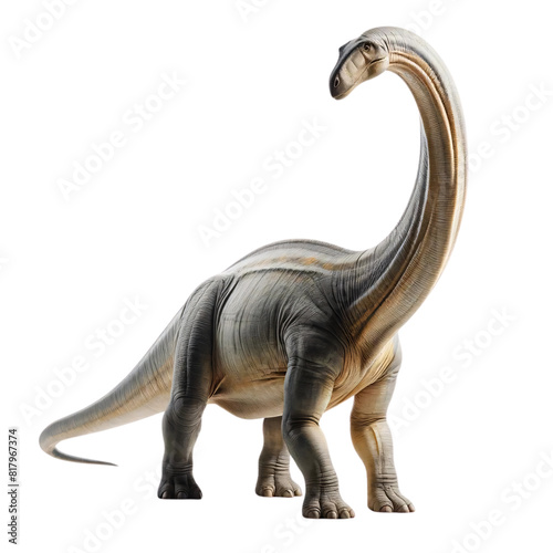 Brachiosaurus dinosaur on a transparent background. The dinosaur is depicted in a naturalistic style