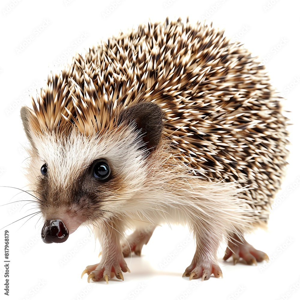 Obraz premium a photo of Hedgehog, isolated on white background.