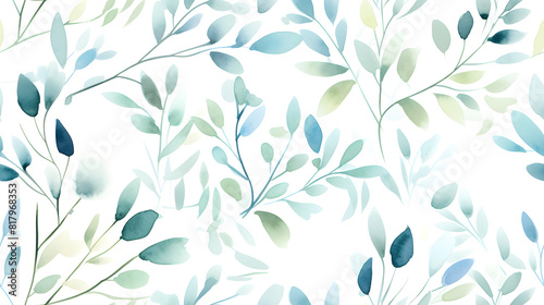 Wallpaper Mural watercolor leaf and stems pattern with leaves as accent abstract graphic poster background Torontodigital.ca