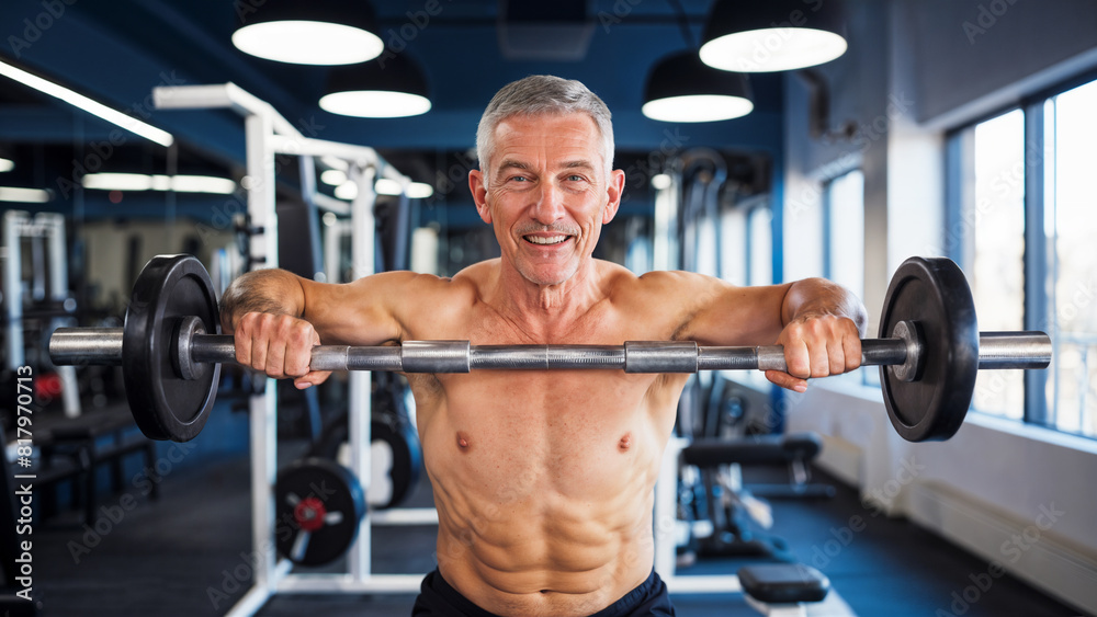 Healthy mature man lifting weights in the gym, happy old man exercising with dumbbells, active elder man training hd, senior fitness health Healthy mature man lifting weights in the gym, happy old man exercising with dumbbells, active elder man training hd, senior fitness health