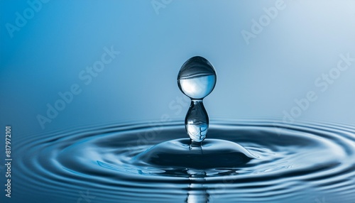 close up water drop on blue background