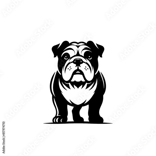 Bulldog dog vector illustration. Hand drawn line style vector bulldog dog isolated on white background