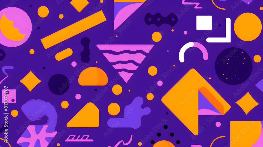 Fototapeta premium purple retro style 90's geometric design vector pattern shapes design poster background